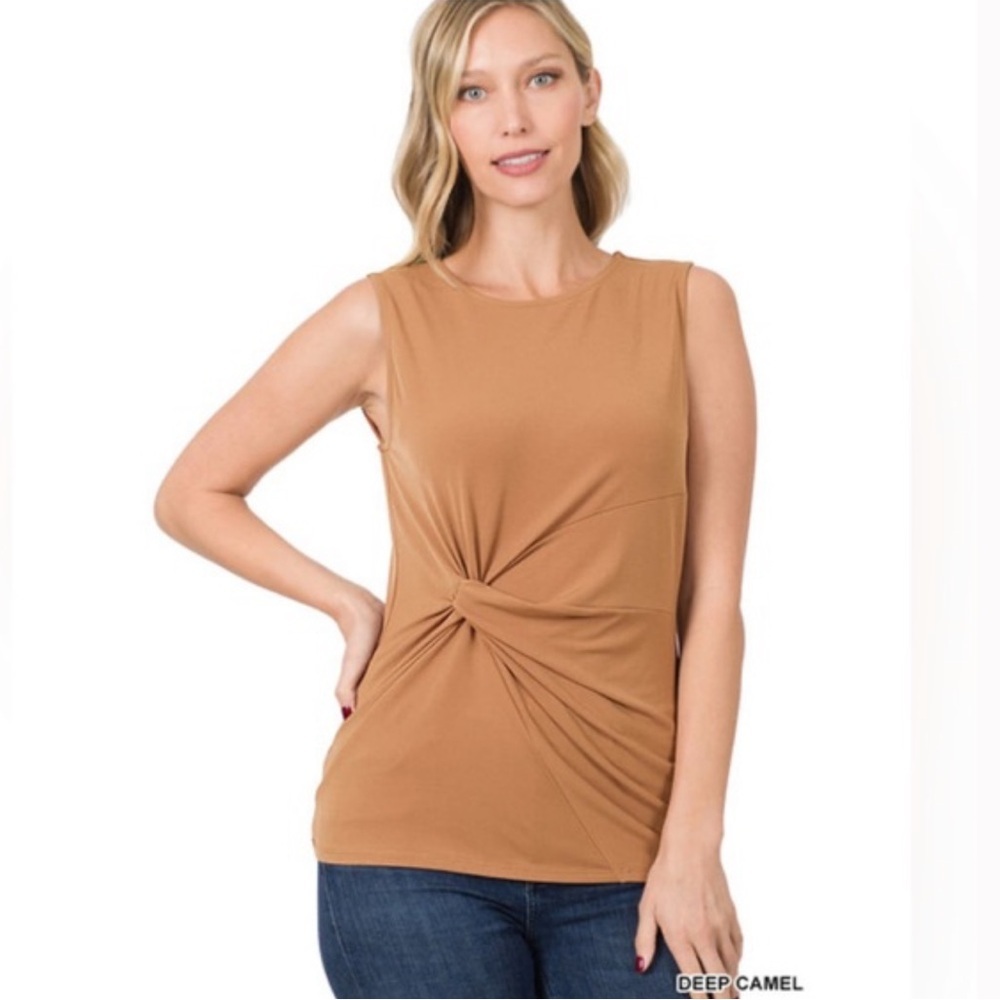 Zenana Front Knot Modern Chic Tank Top